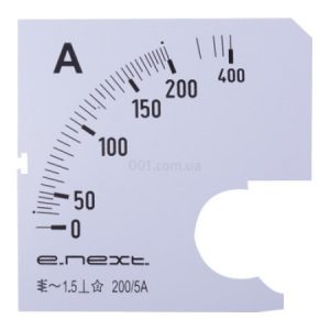 Шкала до амперметра АС 200А 72×72мм e.meter72.a200.scale, E.NEXT