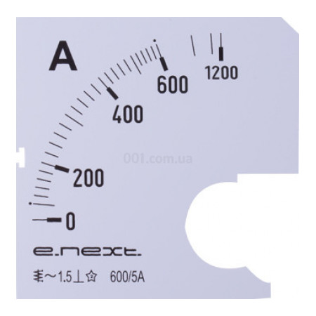 Шкала до амперметра АС 600А 72×72мм e.meter72.a600.scale, E.NEXT