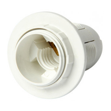 Патрон пластиковий E14 з гайкою білий e.lamp socket with nut.E14.pl.white, E.NEXT