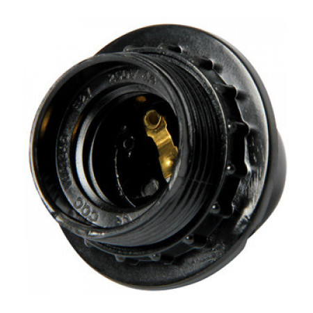 Патрон бакелітовий E27 з гайкою чорний e.lamp socket with nut.E27.bk.black Е27, E.NEXT