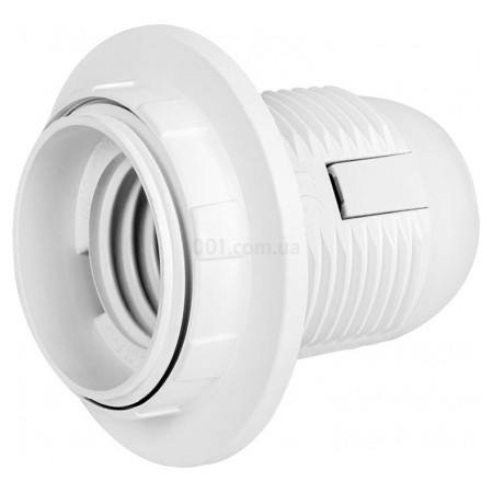 Патрон пластиковий E27 з гайкою білий e.lamp socket with nut.E27.pl.white, E.NEXT