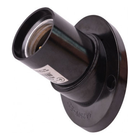 Патрон бакелітовий E27 настінний зміщений чорний e.lamp socket wall skew side.E27.bk.black, E.NEXT