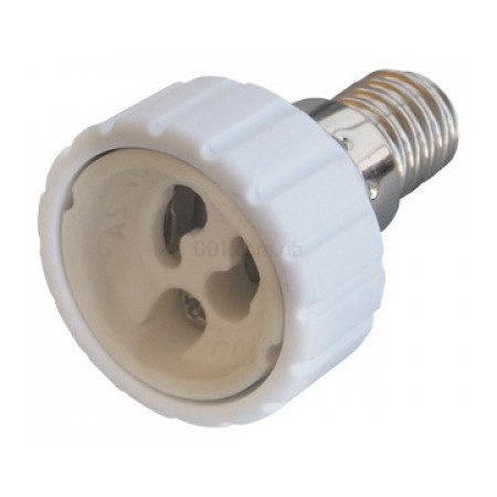 Перехідник пластиковий з цоколя Е14 на GU10 білий e.lamp adapter.Е14/GU10.white, E.NEXT