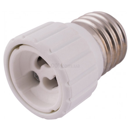 Перехідник пластиковий з цоколя Е27 на GU10 білий e.lamp adapter.Е27/GU10.white, E.NEXT