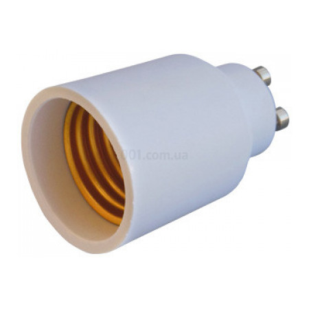 Перехідник пластиковий з цоколя GU10 на Е27 білий e.lamp adapter.GU10/Е27.white, E.NEXT
