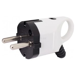 Вилка побутова кутова з заземленням і ручкою 16А біла e.plug.angle.005.16, E.NEXT