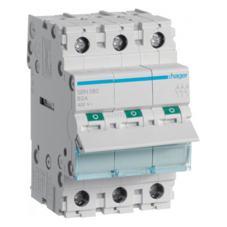 Вимикач навантаження SBN380 3P 80А/400В, Hager