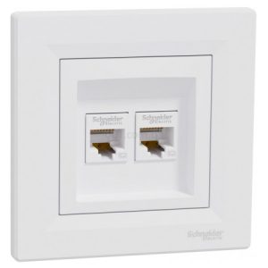 Розетка комп'ютерна (RJ45) кат.5e UTP подвійна Asfora біла, Schneider Electric