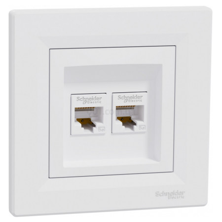 Розетка комп'ютерна (RJ45) кат.5e UTP подвійна Asfora біла, Schneider Electric