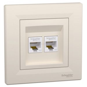 Розетка комп'ютерна (RJ45) кат.5e UTP подвійна Asfora кремова, Schneider Electric