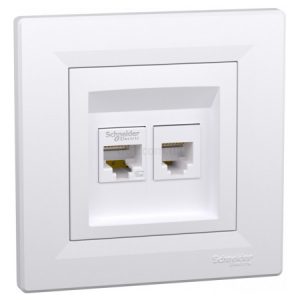 Розетка телефонна (RJ11) + комп'ютерна (RJ45) кат.5e UTP Asfora біла, Schneider Electric