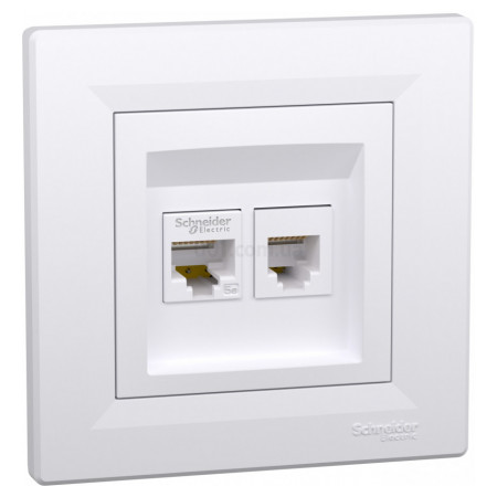 Розетка телефонна (RJ11) + комп'ютерна (RJ45) кат.5e UTP Asfora біла, Schneider Electric