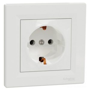 Розетка з з/к Asfora біла, Schneider Electric