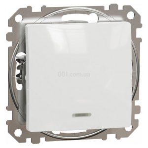 Перемикач 1-клавішний перехресний з підсвічуванням Sedna Design білий, Schneider Electric
