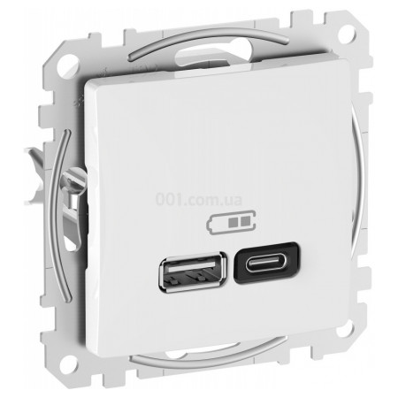 Розетка USB подвійна (A+C) 3A Sedna Design біла, Schneider Electric