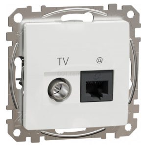 Розетка TV + комп'ютерна RJ45 кат.6 UTP Sedna Design біла, Schneider Electric