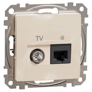 Розетка TV + комп'ютерна RJ45 кат.6 UTP Sedna Design бежева, Schneider Electric