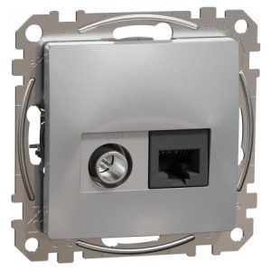 Розетка TV + комп'ютерна RJ45 кат.6 UTP Sedna Design алюміній, Schneider Electric