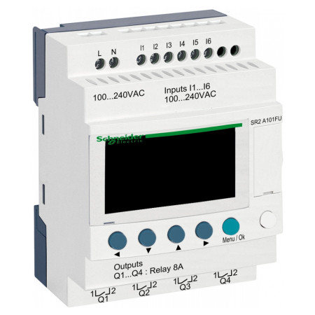 Програмоване реле (ПЛК) Zelio Logic 6 вх./4 вих. 240В AC дисплей, Schneider Electric