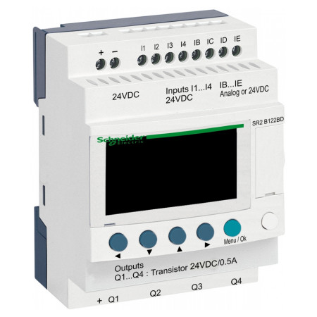 Програмоване реле (ПЛК) Zelio Logic 8 вх./4 транз. вих. 24В DC дисплей+годинник, Schneider Electric