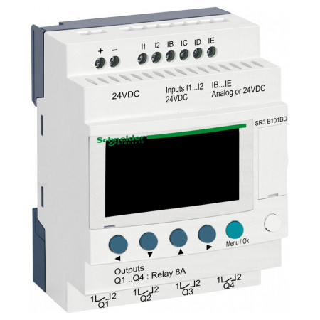 Програмоване реле (ПЛК) Zelio Logic 6 вх./4 вих. 24В DC дисплей+годинник, Schneider Electric