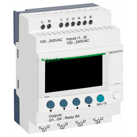 Програмоване реле (ПЛК) Zelio Logic 6 вх./4 вих. 240В AC дисплей+годинник, Schneider Electric