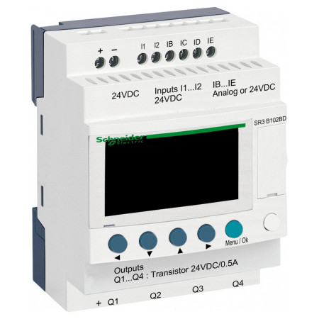 Програмоване реле (ПЛК) Zelio Logic 6 вх./4 транз. вих. 24В DC дисплей+годинник, Schneider Electric