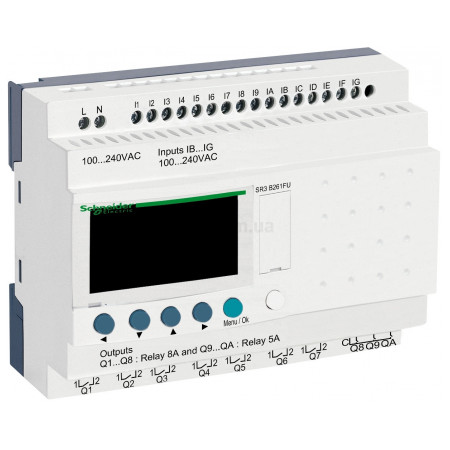 Програмоване реле (ПЛК) Zelio Logic 16 вх./10 вих. 240В AC дисплей+годинник, Schneider Electric