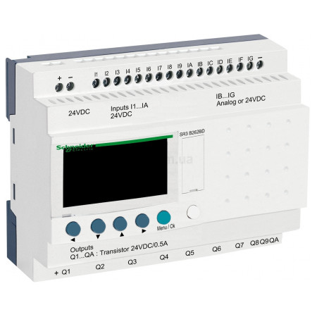 Програмоване реле (ПЛК) Zelio Logic 16 вх./10 транз. вих. 24В DC дисплей+годинник, Schneider Electric