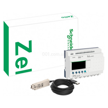 Комплект Zelio Logic (ПЛК SR3B101FU + USB кабель + Zelio Soft 2) 6 вх./4 вих. 240В AC, Schneider Electric