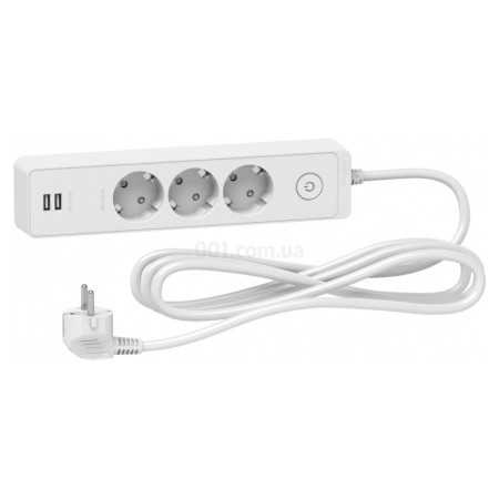 Подовжувач на 3 розетки з з/к + 2 USB білий 3м Unica Extend, Schneider Electric
