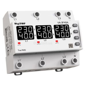 Реле контролю напруги та струму VA-3F40A M6W трифазне 40А, DigiTOP