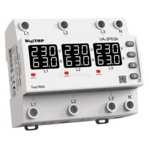 Реле контролю напруги та струму VA-3F63A M6W трифазне 63А, DigiTOP