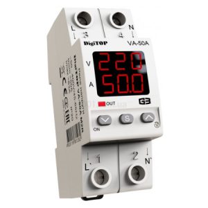Реле контролю напруги та струму VA-50A M2R однофазне 50А з термозахистом, DigiTOP