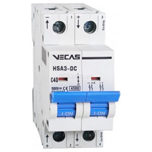 Автоматичний вимикач HSA3-DC 2P 40А 4,5кА характеристика C 500V DC, VECAS