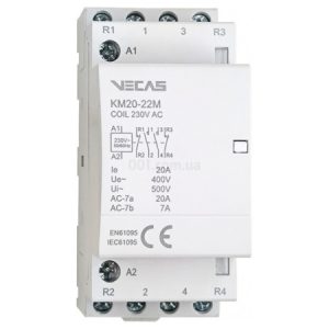 Контактор модульний КМ20-22М 20А 2НВ+2НЗ 230В AC, VECAS