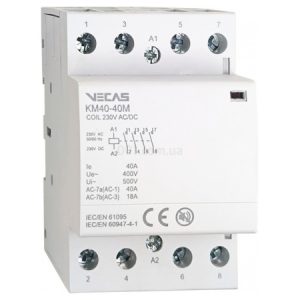 Контактор модульний КМ40-40М 40А 4НВ 230В AC/DC, VECAS