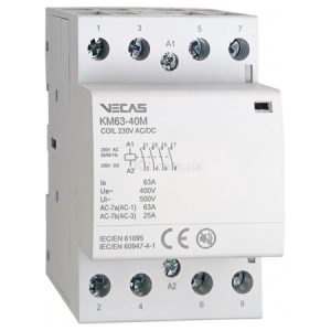 Контактор модульний КМ63-40М 63А 4НВ 230В AC/DC, VECAS