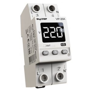 Реле контролю напруги VP-20A M2W однофазне 20А з термозахистом, DigiTOP