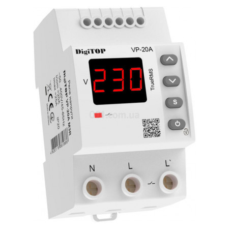Реле контролю напруги VP-20A M3R однофазне 20А, DigiTOP