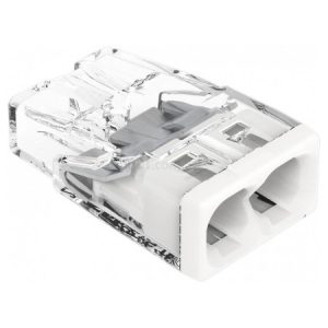 Клема COMPACT PUSH WIRE 2-провідна 0,5-2,5 мм² прозора/біла без пасти, WAGO