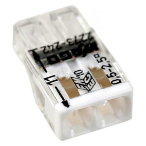Клема COMPACT PUSH WIRE 2-провідна 0,5-2,5 мм² прозора/біла з пастою, WAGO