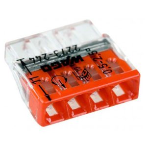Клема COMPACT PUSH WIRE 4-провідна 0,5-2,5 мм² прозора/червона з пастою, WAGO