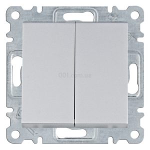Вимикач 2-клавішний Lumina сріблястий 10АХ/230В, Hager