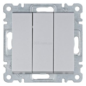 Вимикач 3-клавішний Lumina сріблястий 10АХ/230В, Hager