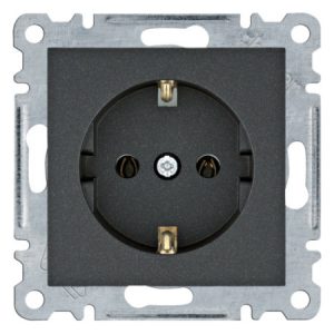 Розетка з з/к Lumina чорна 16А/230В, Hager