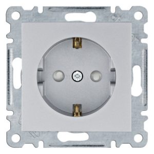 Розетка з з/к з захистом контактів Lumina срібляста 16А/230В, Hager