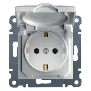 Розетка з з/к з кришкою Lumina біла 16А/230В, Hager